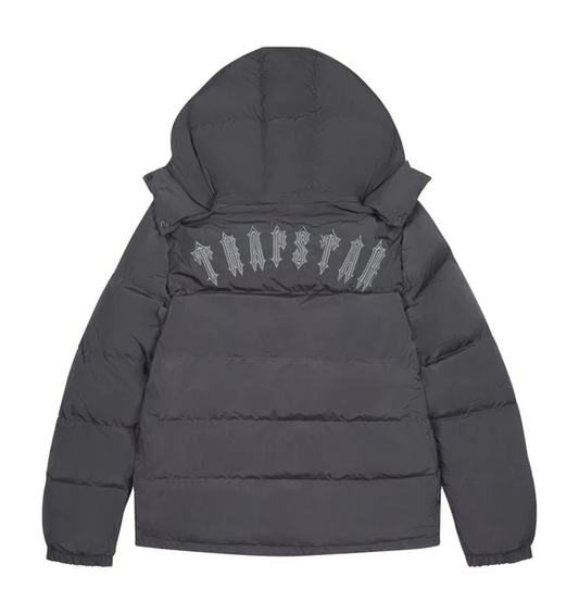 Trapstar Irongate Detachable Hooded Puffer Jacket - (STONE GREY)