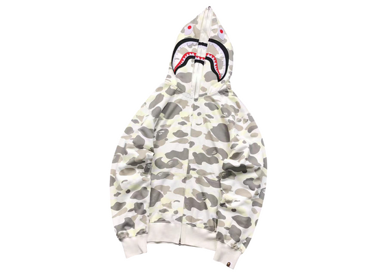 BAPE Space Camo Shark Full Zip Hoodie White