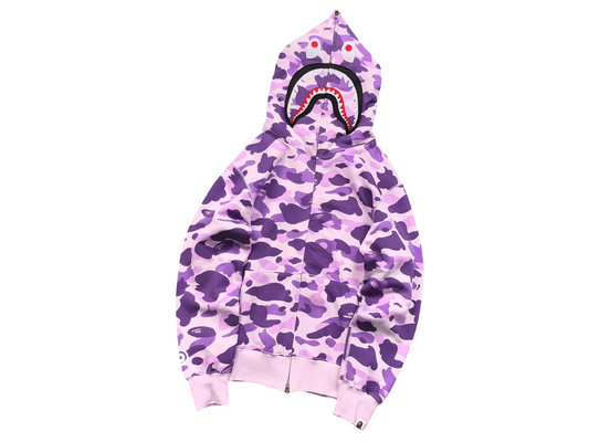 BAPE ABC Camo Shark Full Zip Hoodie Light Purple