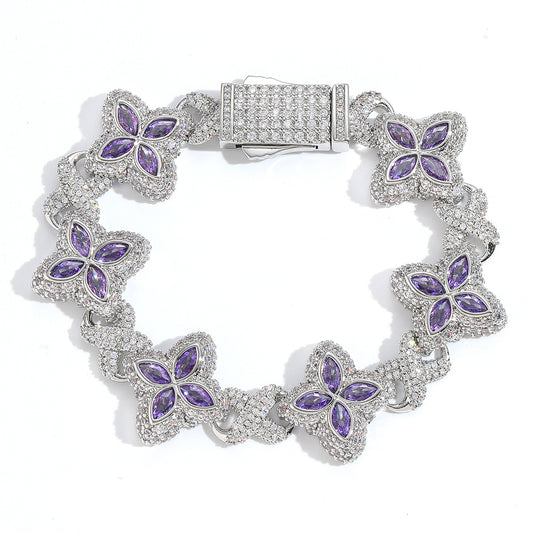 21Dripzz Iced Flower Bracelet Silver Purple