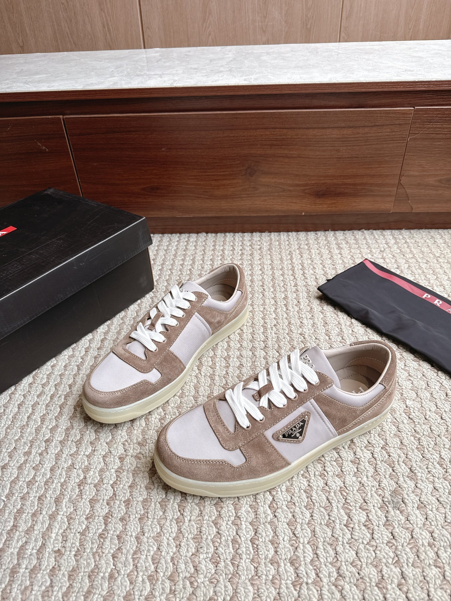 Prada Downtown Leather Suede Brown