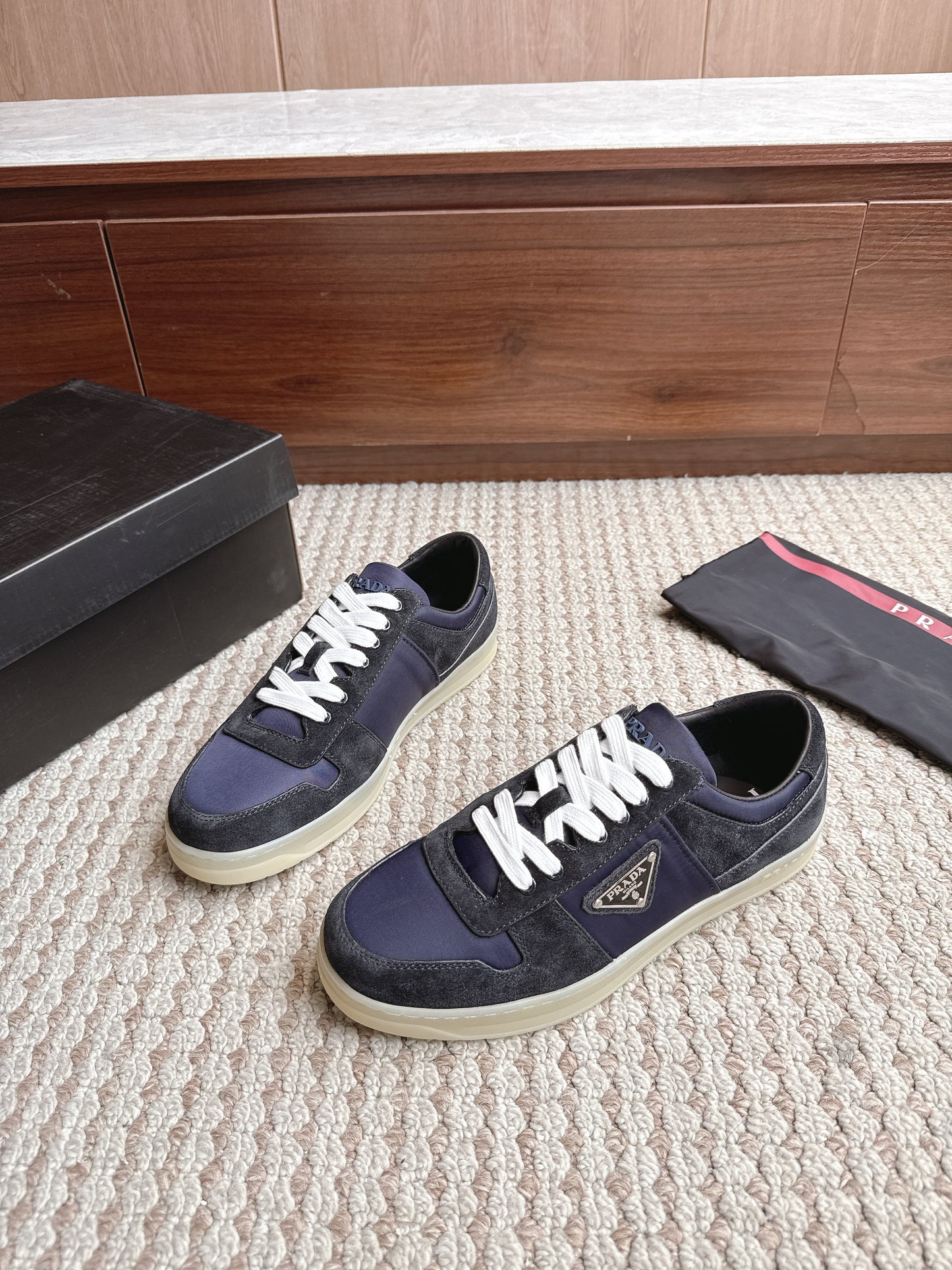 Prada Downtown Leather Suede Navy