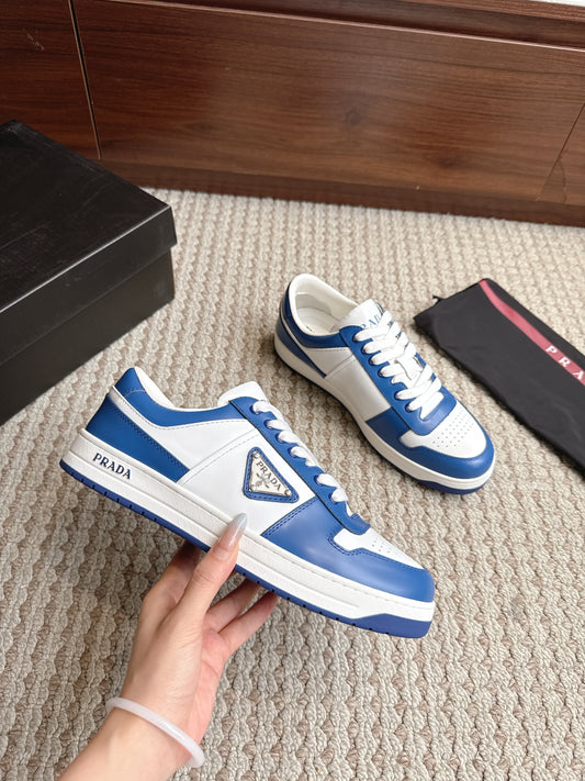 Prada Downtown Leather White Cobalt Blue