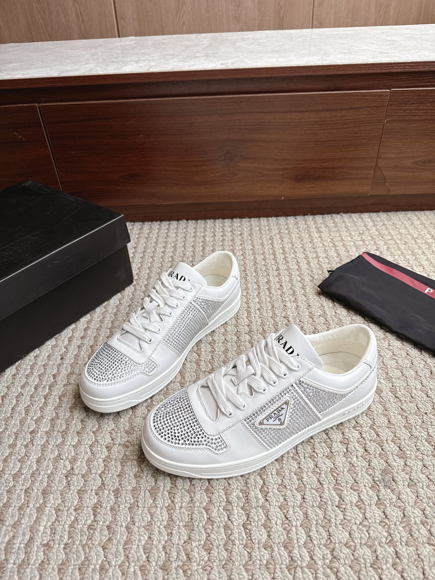 Prada Downtown Leather White Diamond