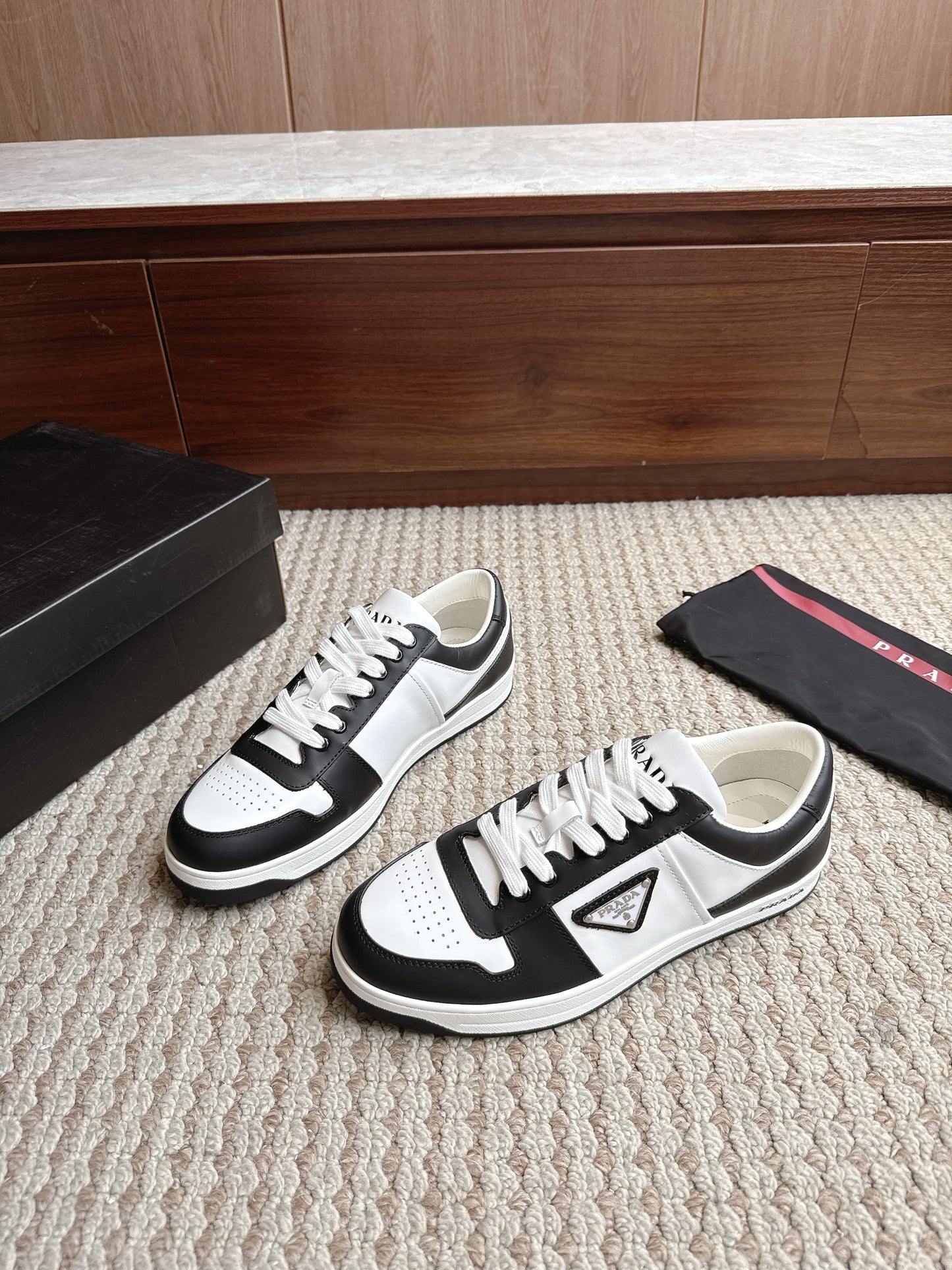 Prada Downtown Leather Black White