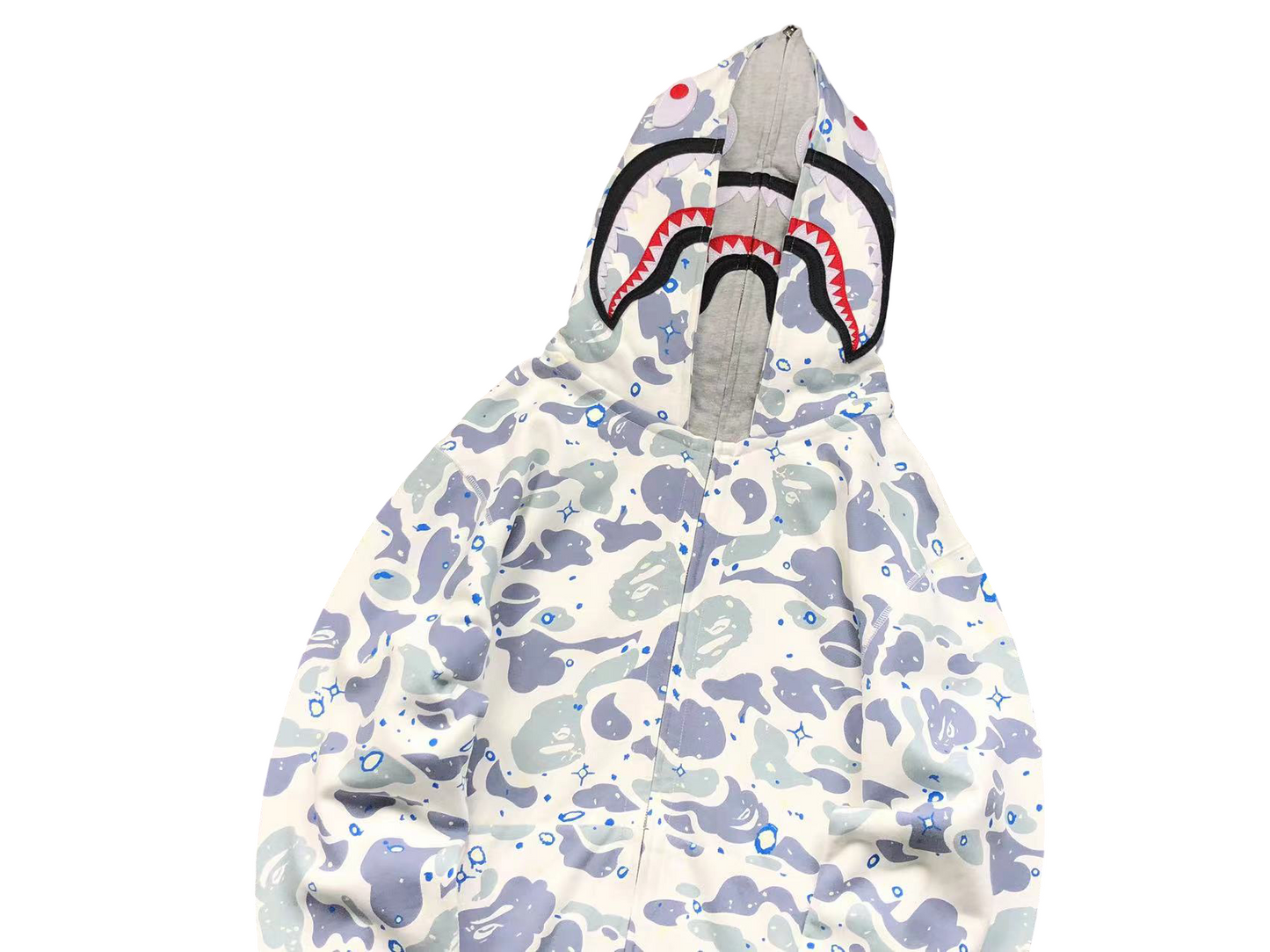 BAPE Camo Shark Wide Full Zip Double Hoodie - (WHITE MULTI)