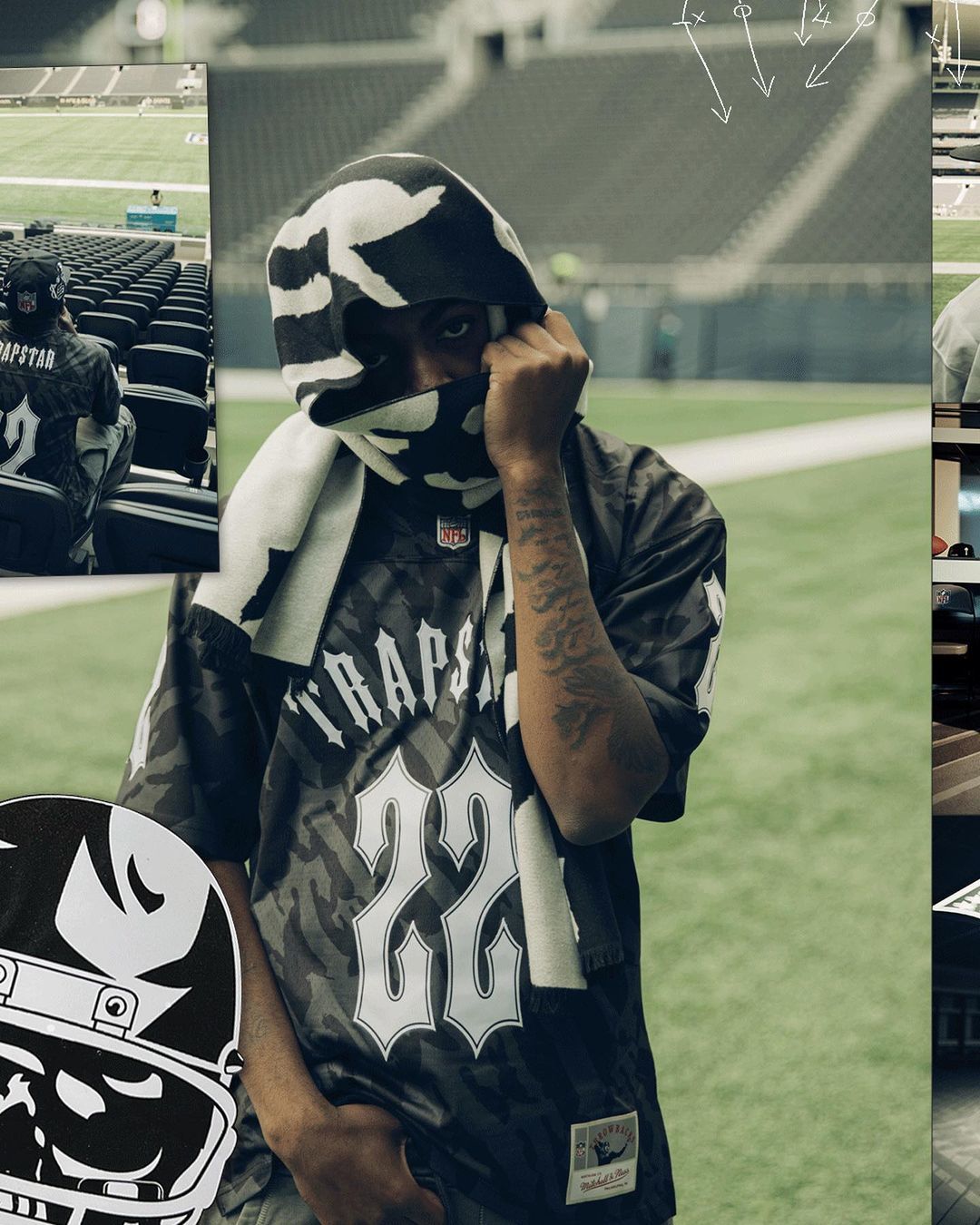 Trapstar x NFL Football Jersey - (BLACK)