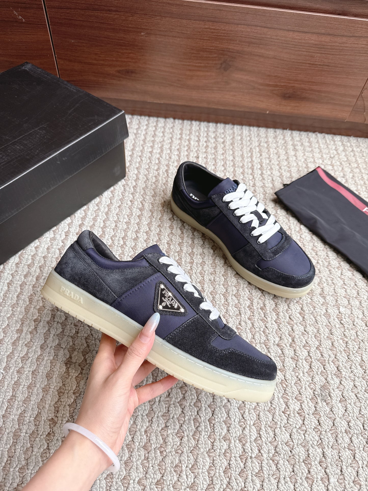 Prada Downtown Leather Suede Navy