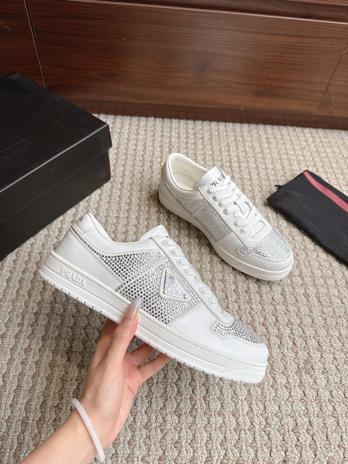 Prada Downtown Leather White Diamond