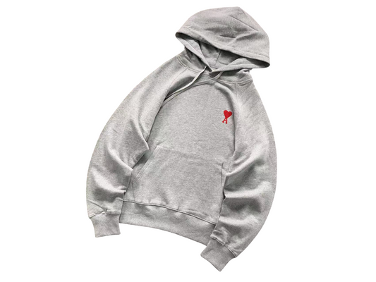 AMI Paris Red Heart Hoodie - (GREY)