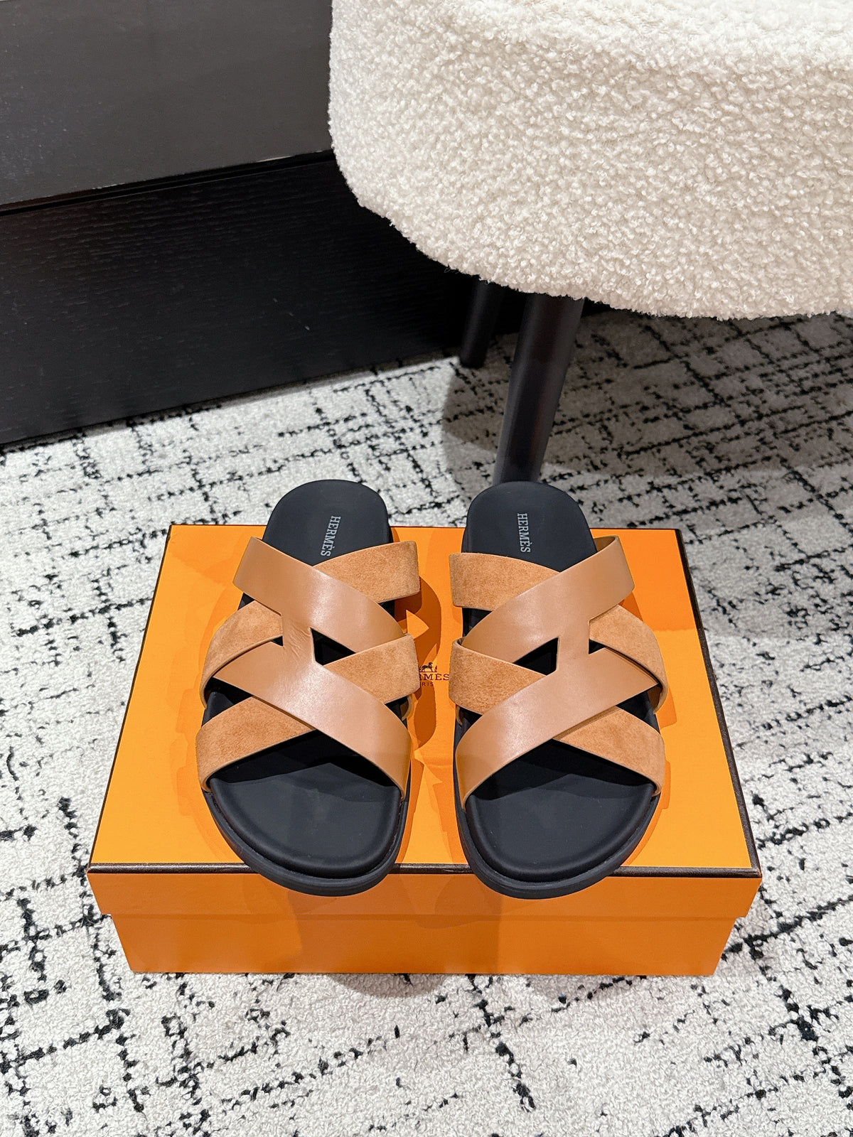 Hermes Kazimir Slide Brown