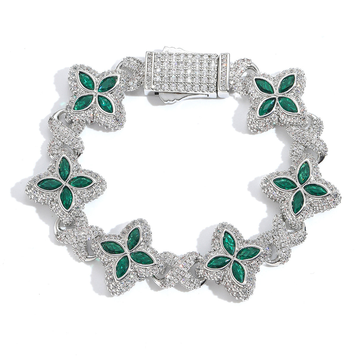 21Dripzz Iced Flower Bracelet Silver Green