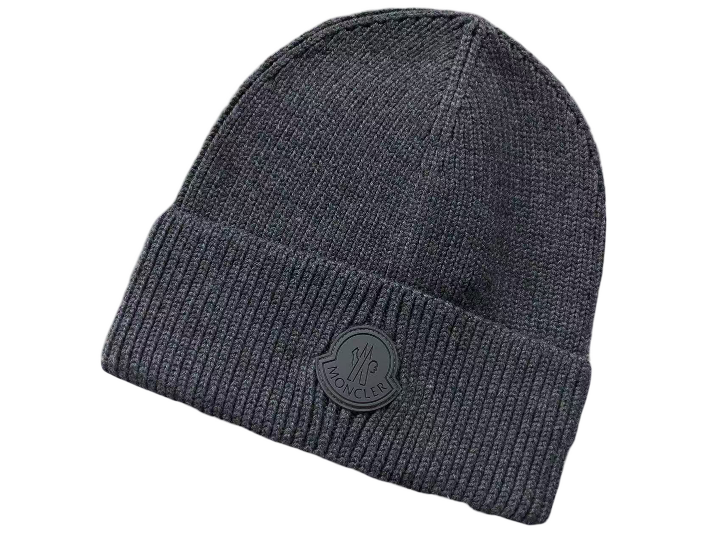 Moncler Black Logo Beanie - (GREY)