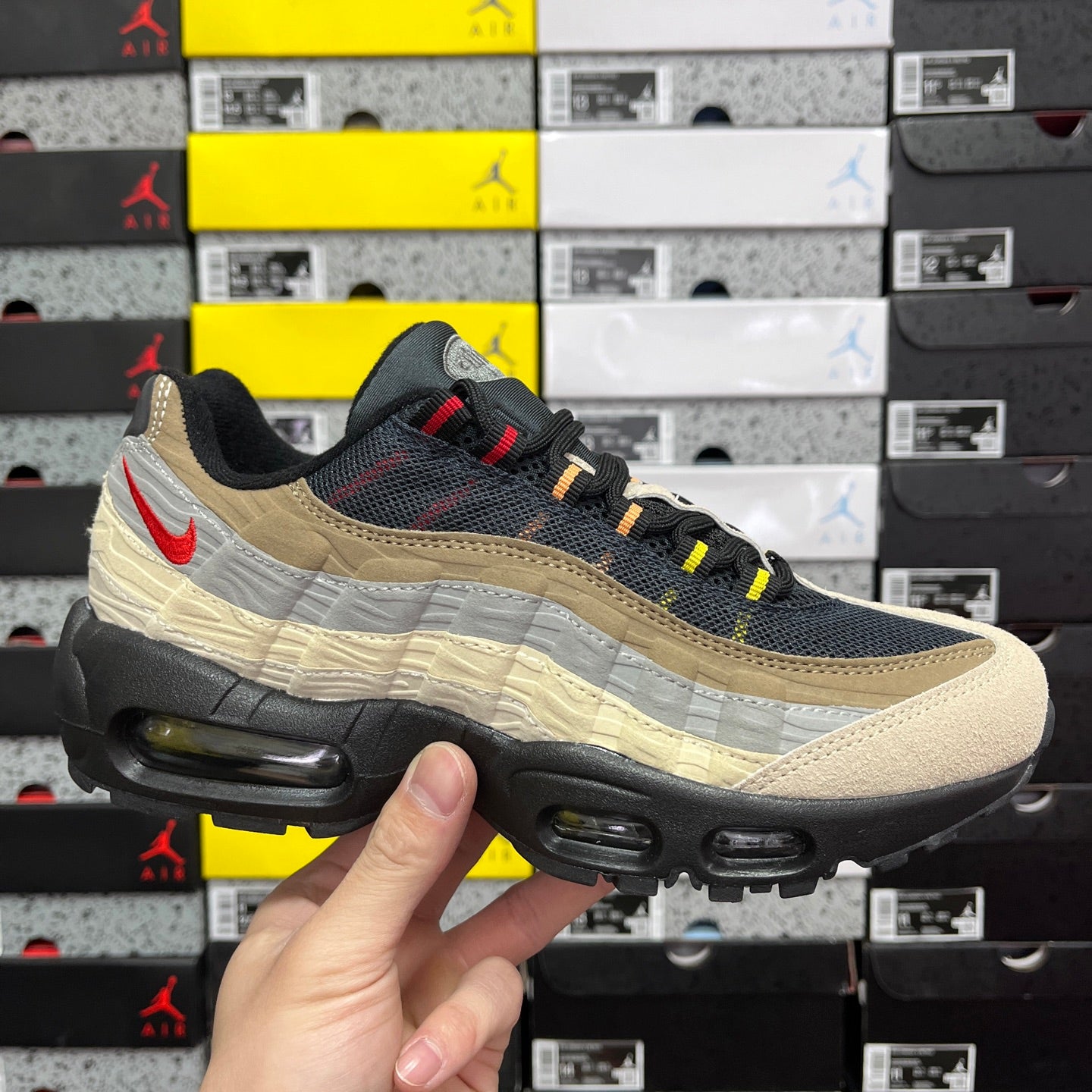 Nike Air Max 95 Essential Triple Black Beige Red