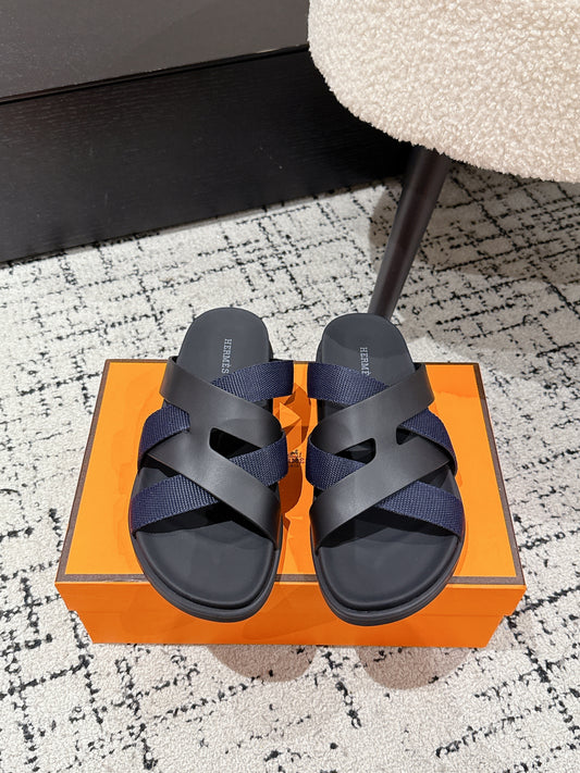 Hermes Kazimir Slide Black Blue