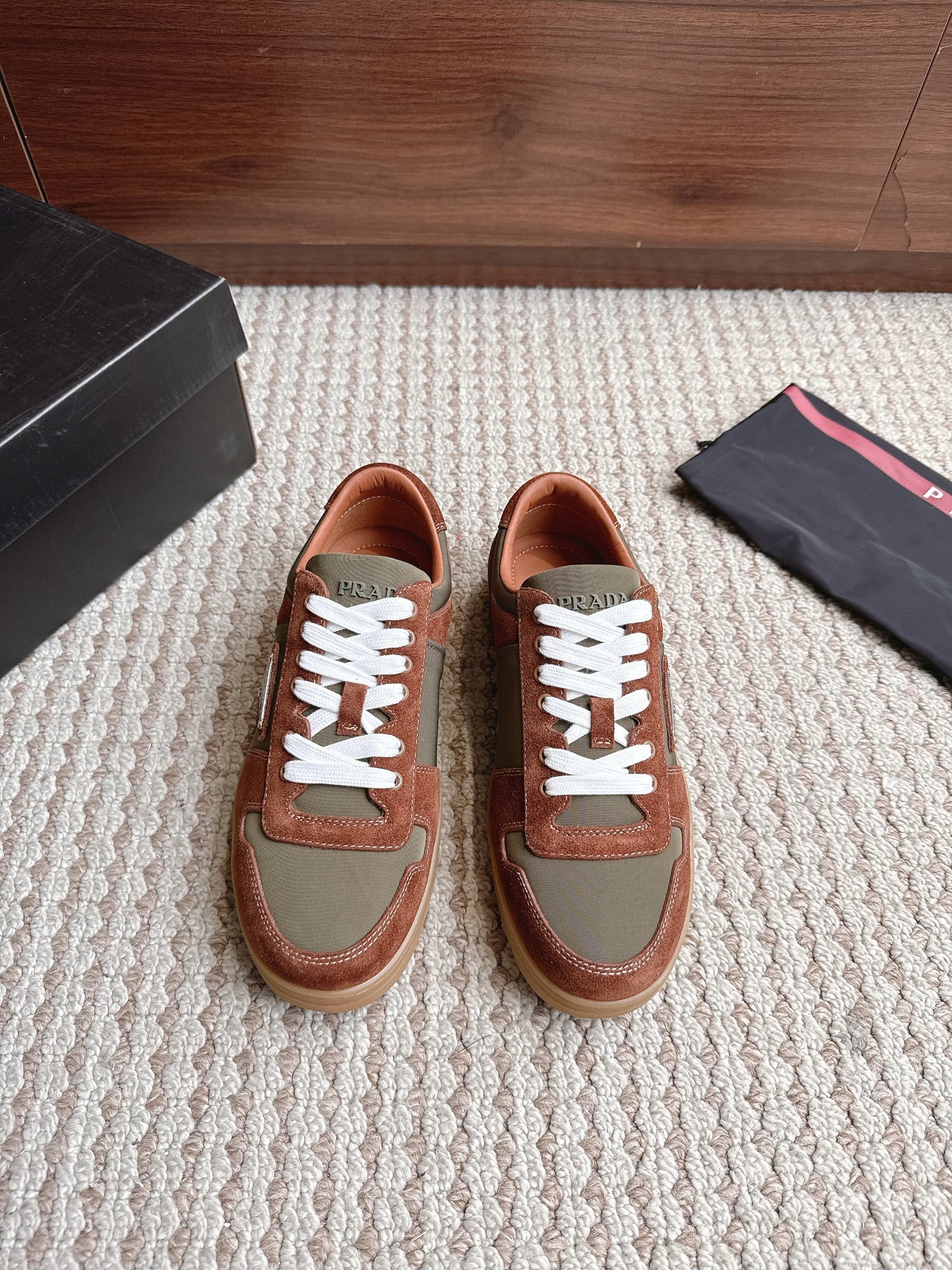 Prada Downtown Leather Suede Khaki