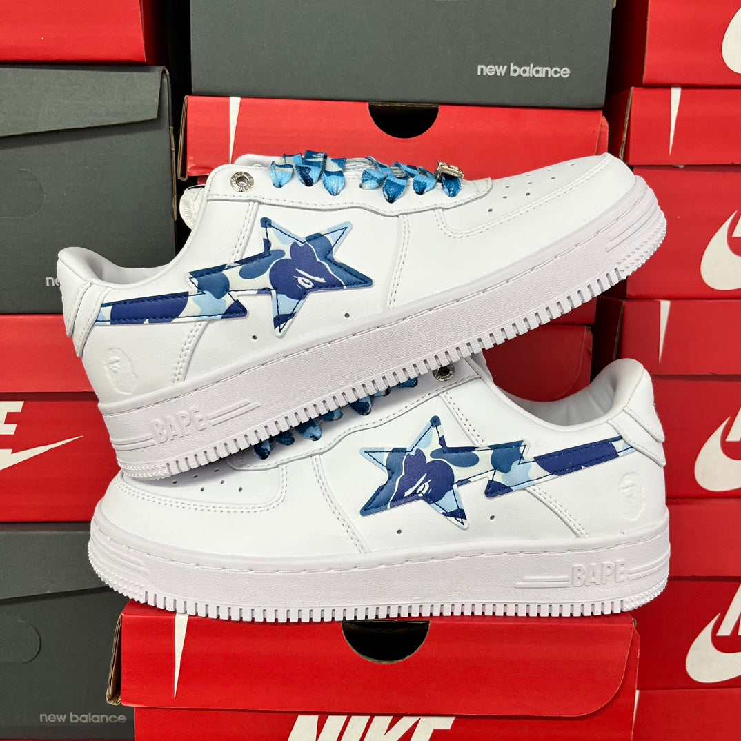 A Bathing Ape Bapesta - (WHITE/CAMO BLUE)