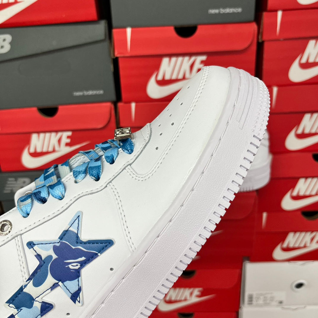 A Bathing Ape Bapesta - (WHITE/CAMO BLUE)