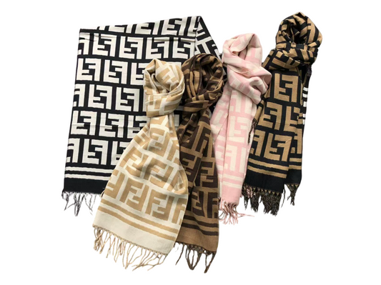 Fendi Monogram Scarves - (BLACK WHITE/CREAM/BROWN/PINK/BLACK BROWN)