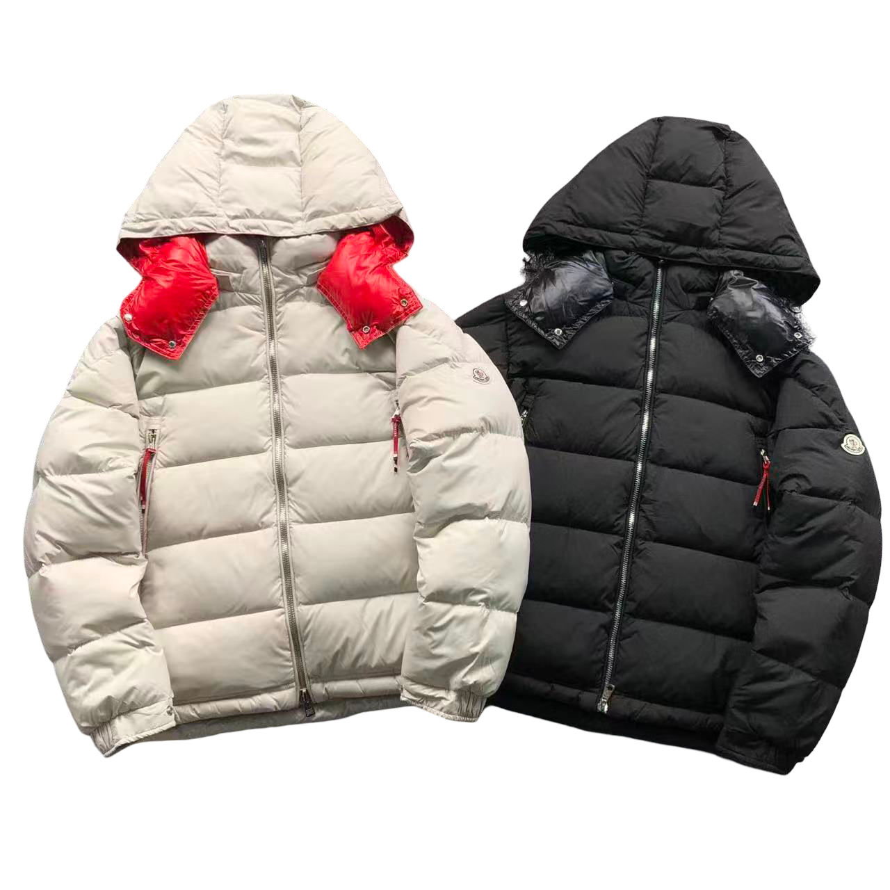 Moncler Poirier Down Jacket - (WHITE/RED)