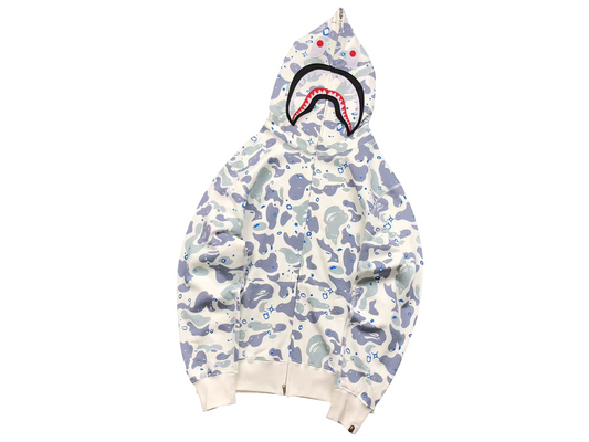 BAPE Space Camo Shark Full Zip Hoodie White Multi