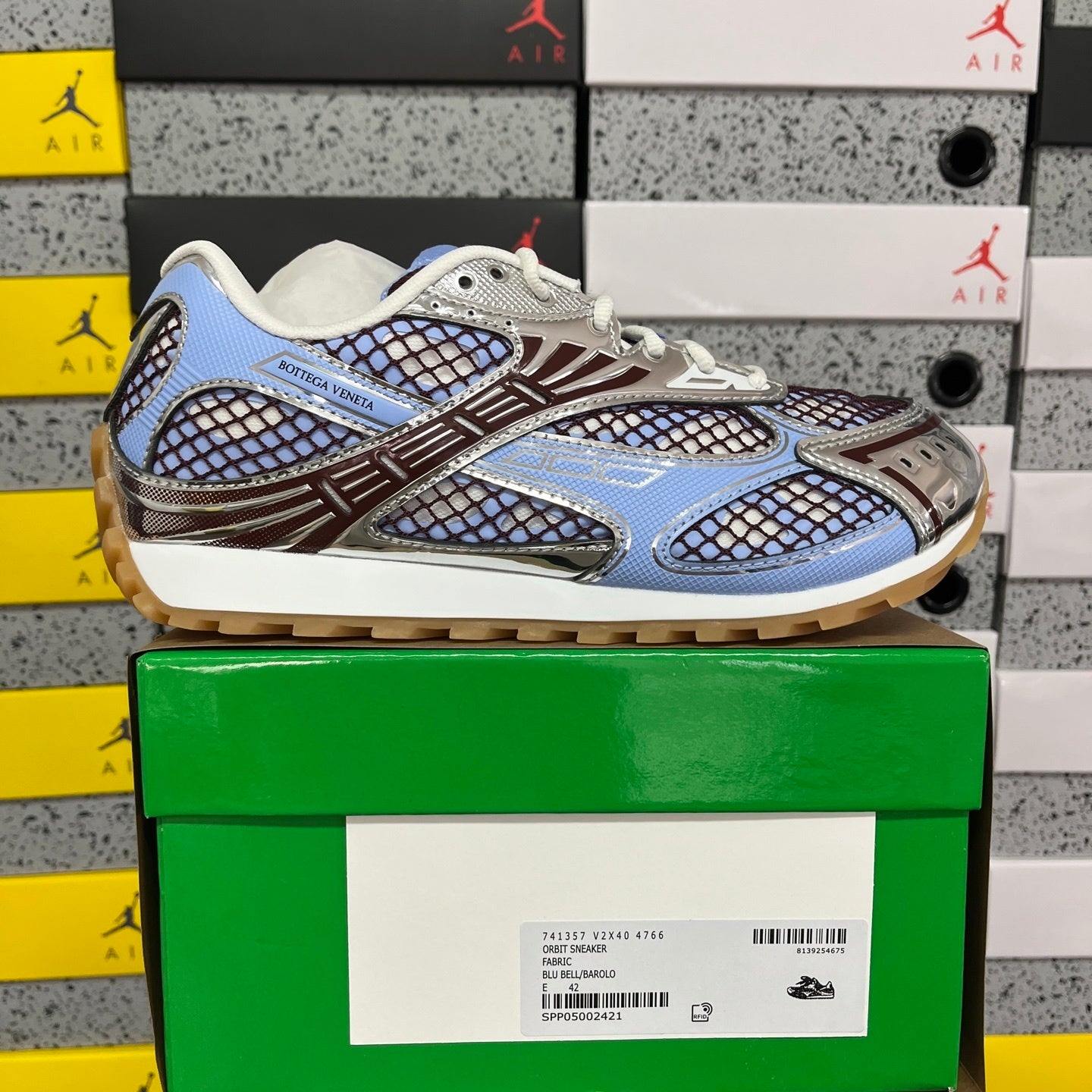 Bottega Veneta Orbit Baby Blue Burgundy