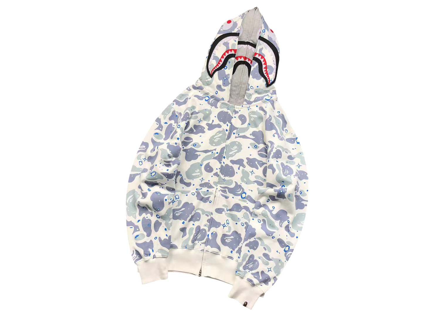 BAPE Camo Shark Wide Full Zip Double Hoodie - (WHITE MULTI)