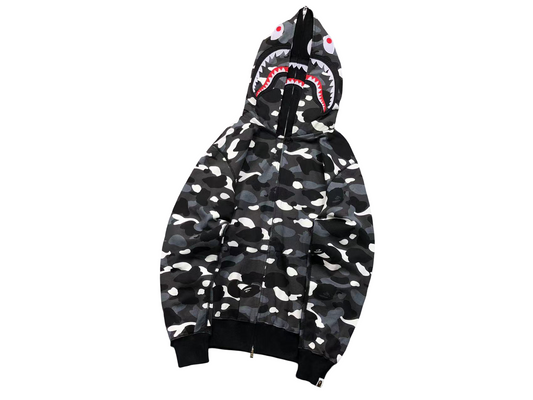 BAPE Space Camo Shark Full Zip Hoodie - (BLACK)