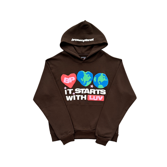 Broken Planet It Starts With Luv Hoodie - (MACHA BROWN)