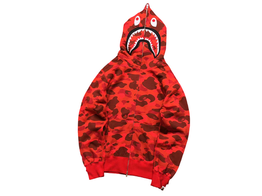 BAPE ABC Camo Shark Full Zip Hoodie - (RED)