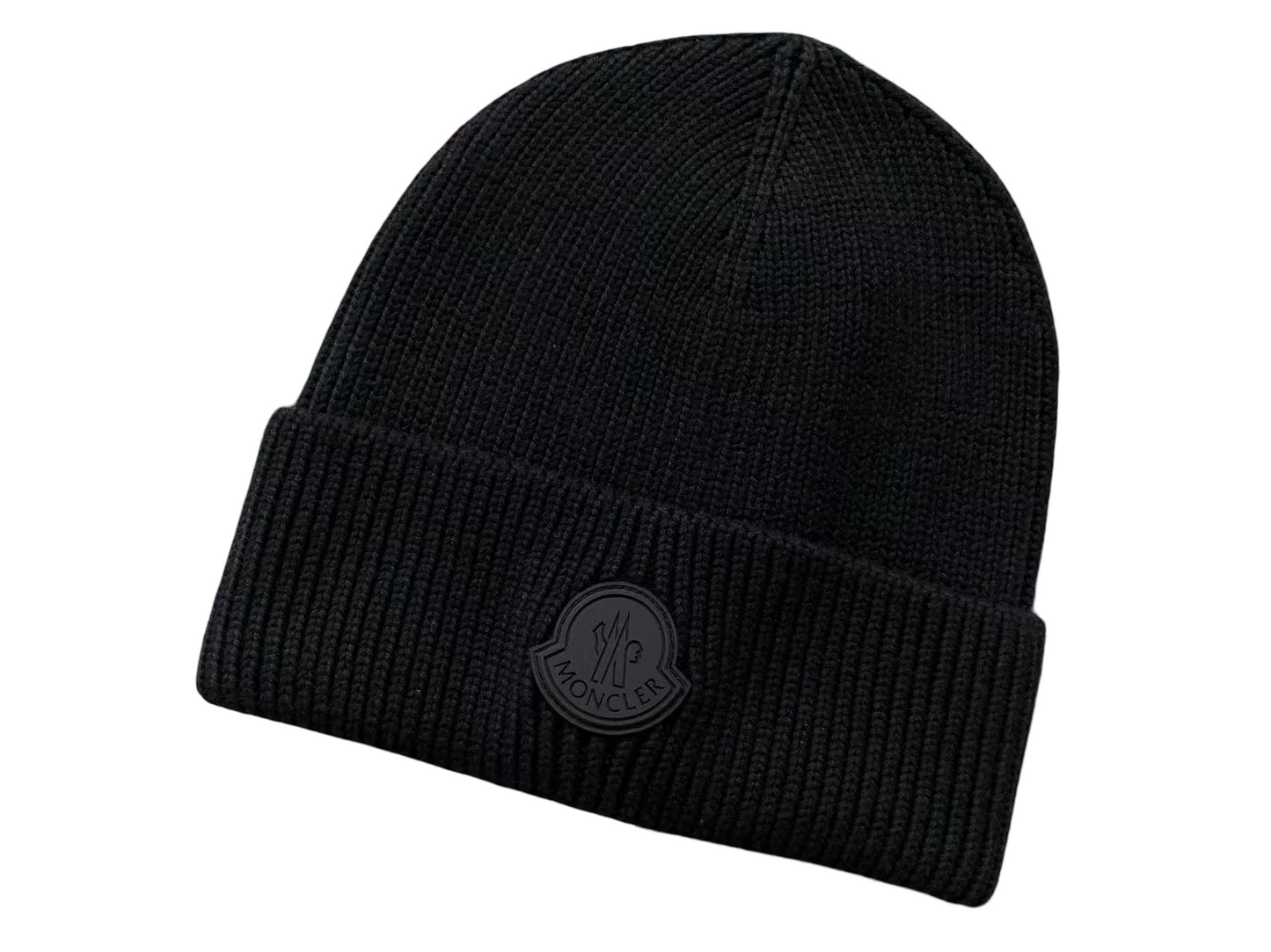 Moncler Black Logo Beanie - (BLACK)