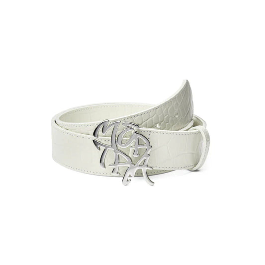 MERTRA Alligator Skin Belt White