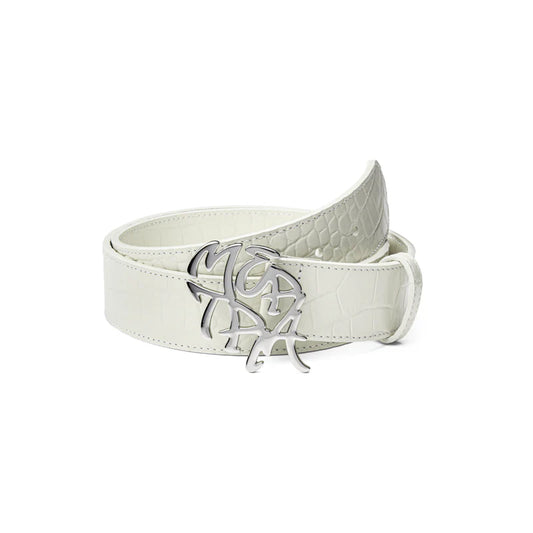 MERTRA Alligator Skin Belt - (WHITE)