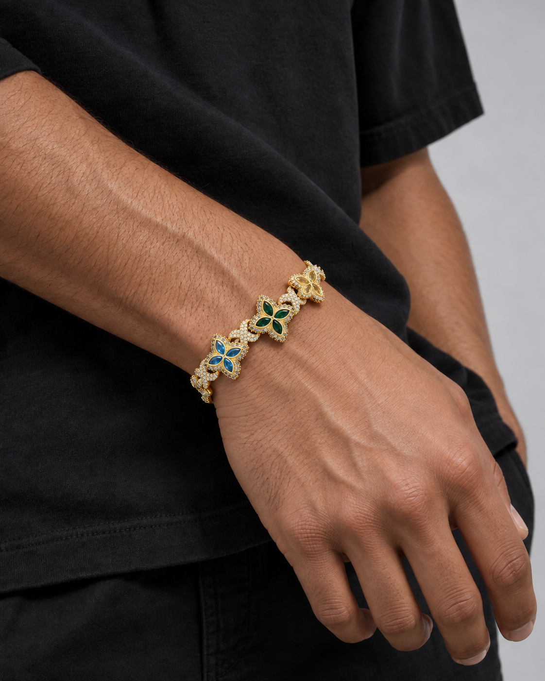 21Dripzz Iced Flower Bracelet Gold