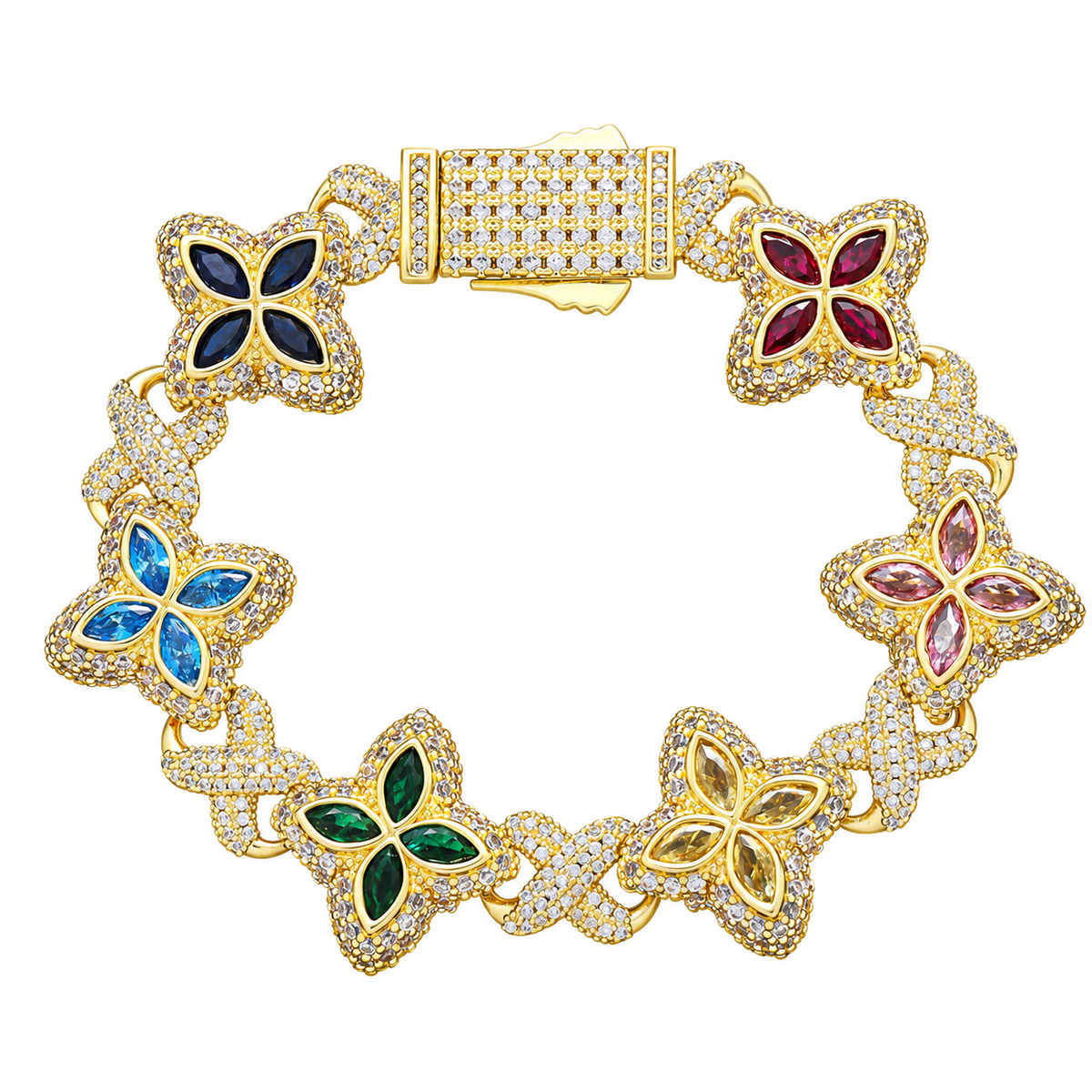 21Dripzz Iced Flower Bracelet Gold