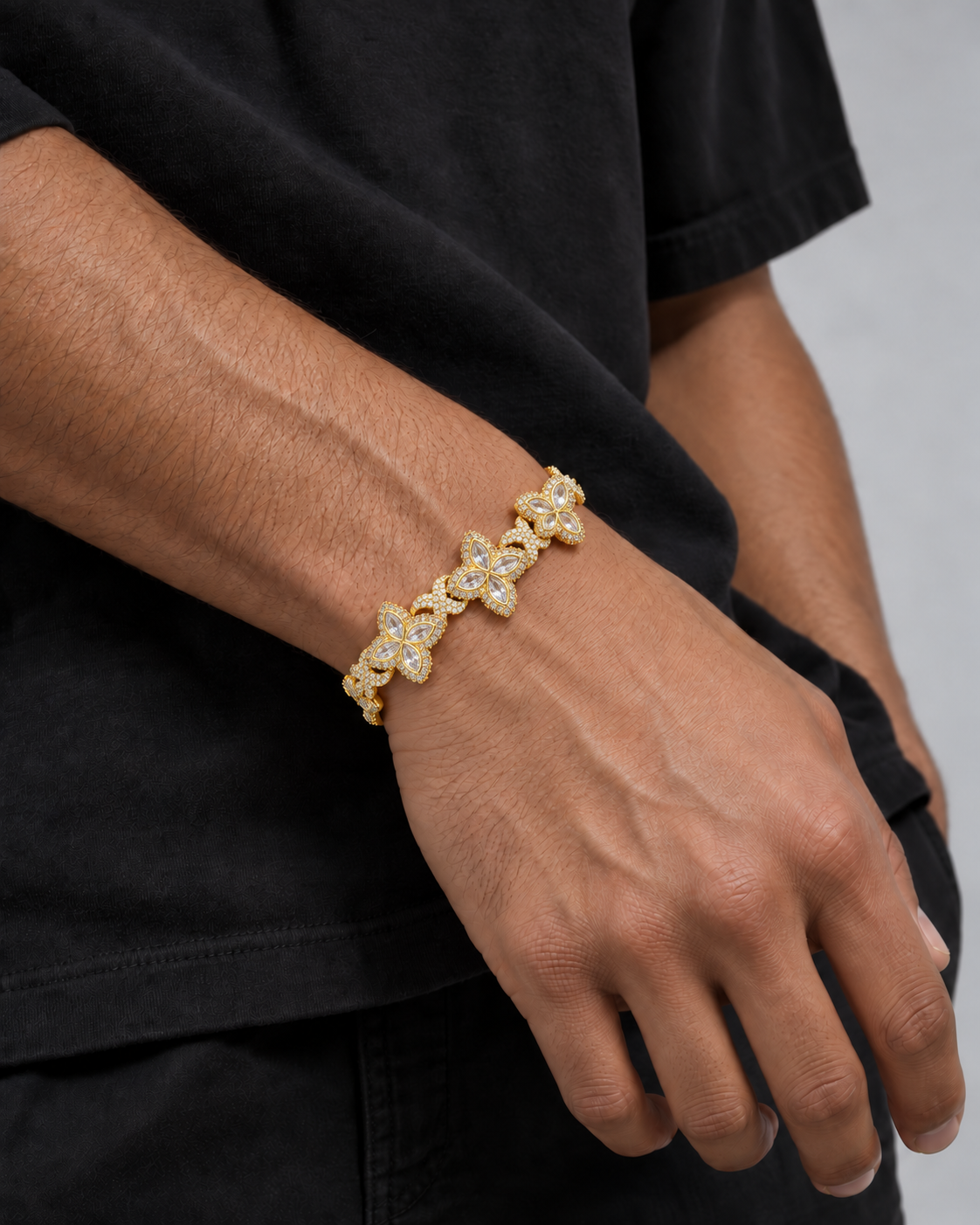 21Dripzz Iced Flower Bracelet Gold