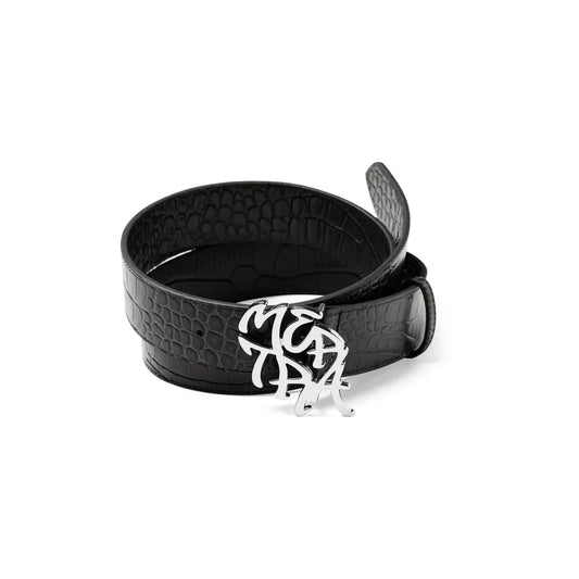 MERTRA Alligator Skin Belt Black