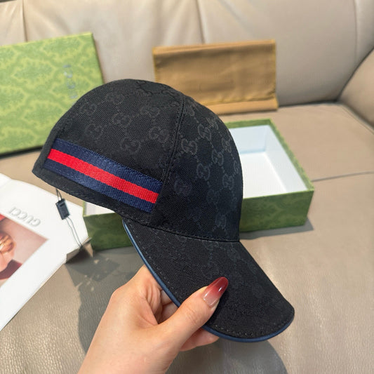 Gucci Web Stripe Detail Baseball Cap - (BLACK/BLUE)
