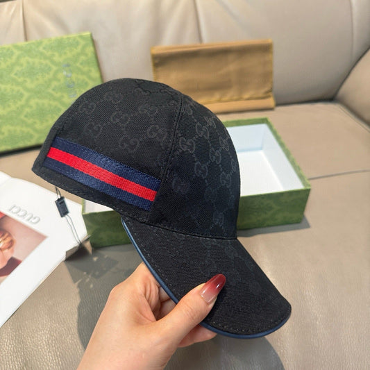 Gucci Web Stripe Detail Baseball Cap Black/Blue