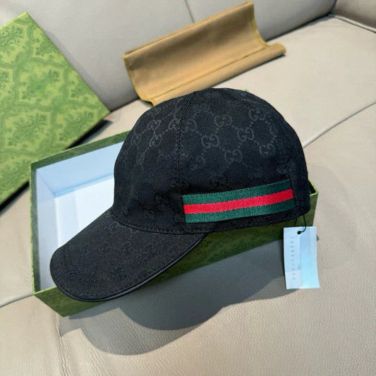 Gucci Web Stripe Detail Baseball Cap Black