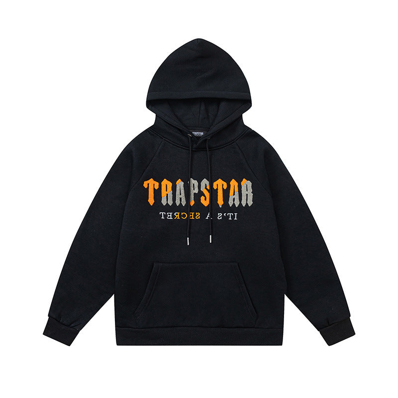 Trapstar Chenille Decoded Hoodie Tracksuit - (BLACK/ORANGE)