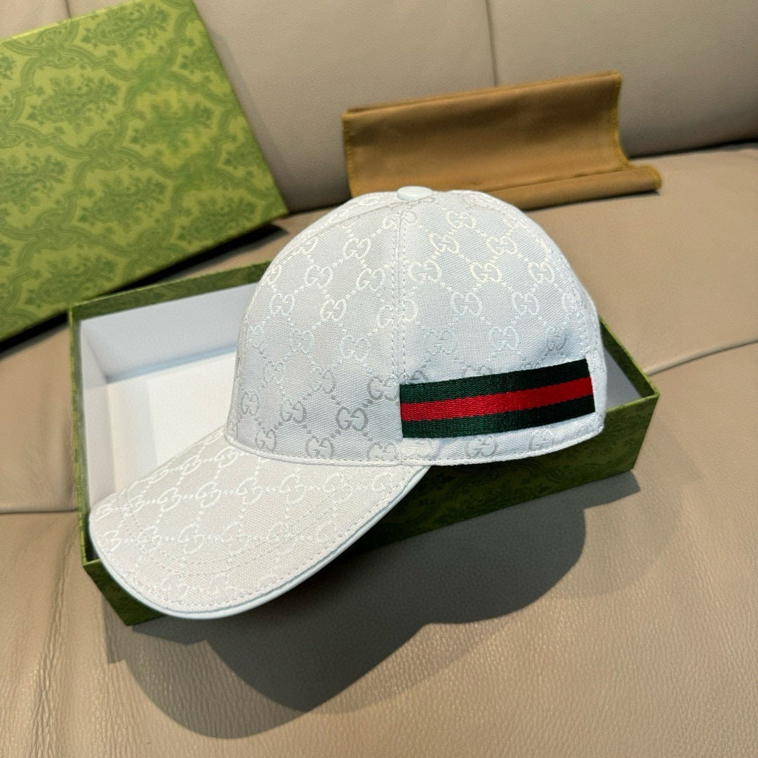 Gucci Web Stripe Detail Baseball Cap White