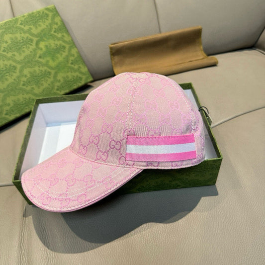 Gucci Web Stripe Detail Baseball Cap Pink