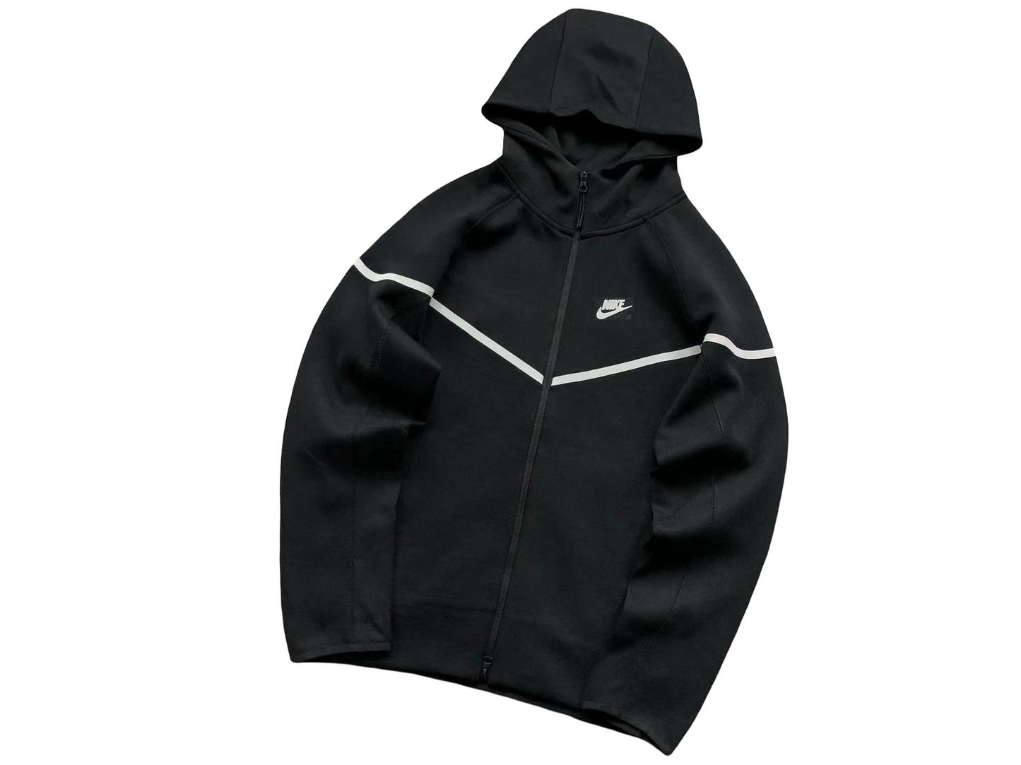 Nike Tech Fleece 2025 Zip Hoodie - (BLACK/WHITE)