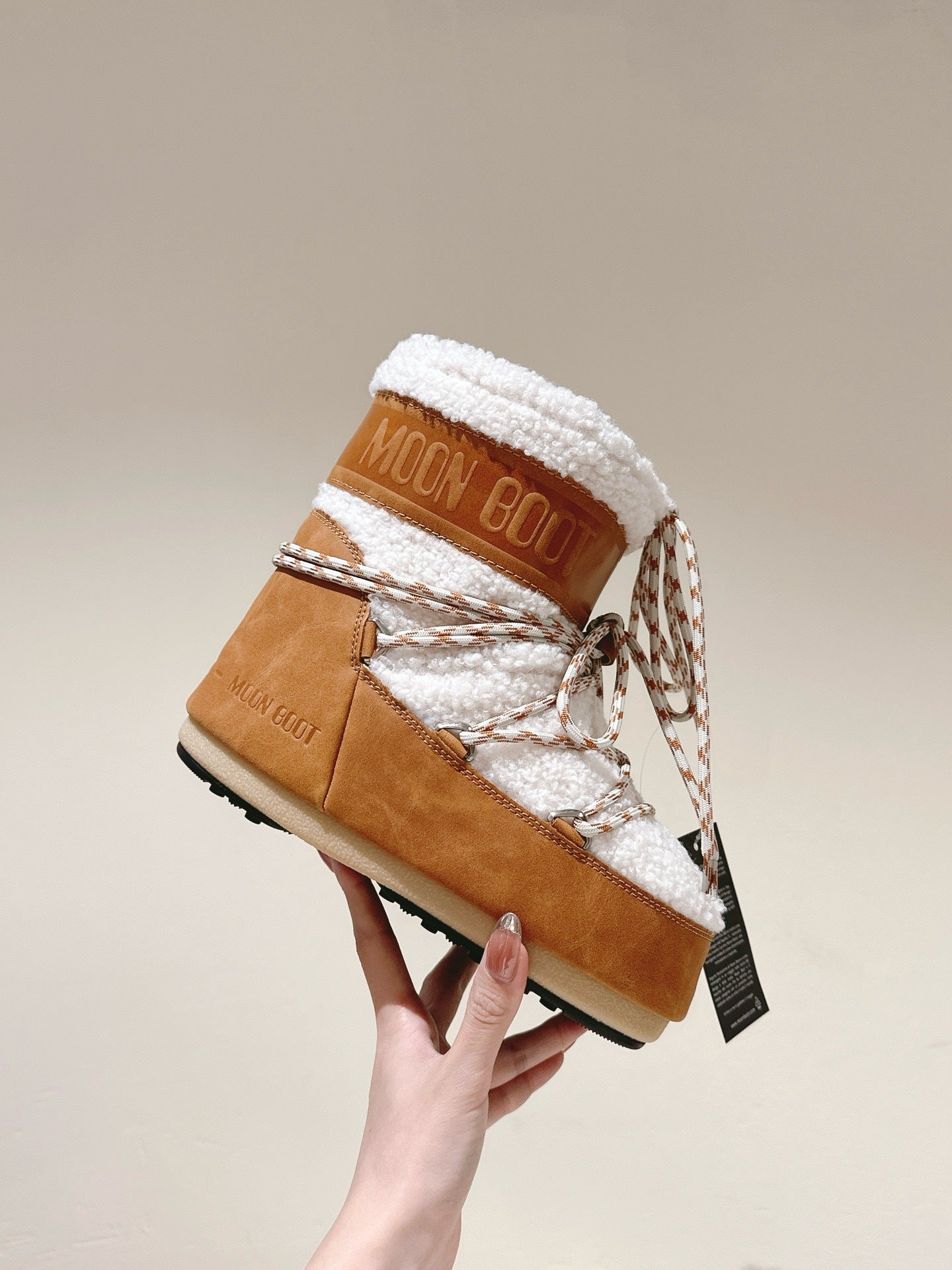 Moon Boot Icon Low Camel White Faux-Fur