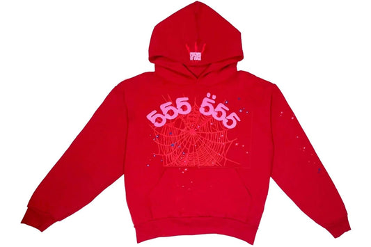 Sp5der Worldwide Red Angel Number 555 Hoodie - (RED)