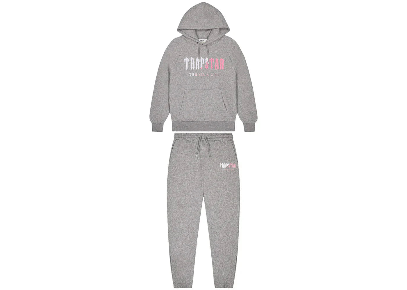 Trapstar Chenille Decoded Hoodie Tracksuit Grey/Pink