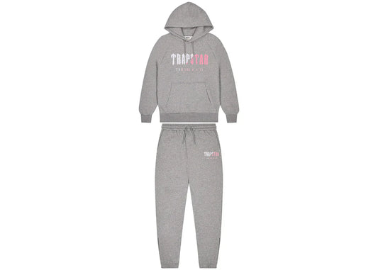 Trapstar Chenille Decoded Hoodie Tracksuit Grey/Pink