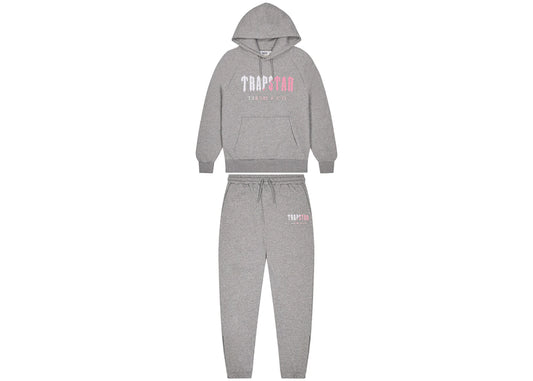 Trapstar Chenille Decoded Hoodie Tracksuit - (GREY/PINK)