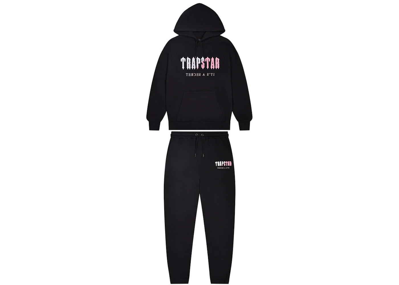 Trapstar Chenille Decoded Hoodie Tracksuit - (BLACK/PINK)